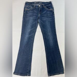 Miss Chic Women's Jeans Size 9 Dark Wash Denim With Rhinestones MC1816C
